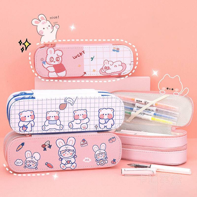 ⭐ iLado ⭐  Túi đựng bút trong suốt cute túi nilong/PVC chủ đề nhân vật túi zip nhỏ hộp vải đựng đồ Hộp đựng hộp bút hologram bút cute bọc zip tiểu an văn phòng phẩm Đa Dụng túi đựng đồ dùng cá nhân hình
