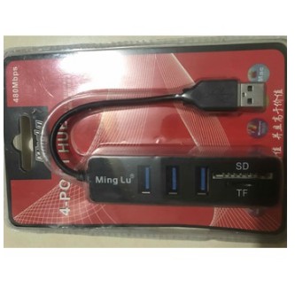 Hub USB 3 Cổng 3.0 Kèm 2 Khe Đọc Thẻ Nhớ Micro và SD