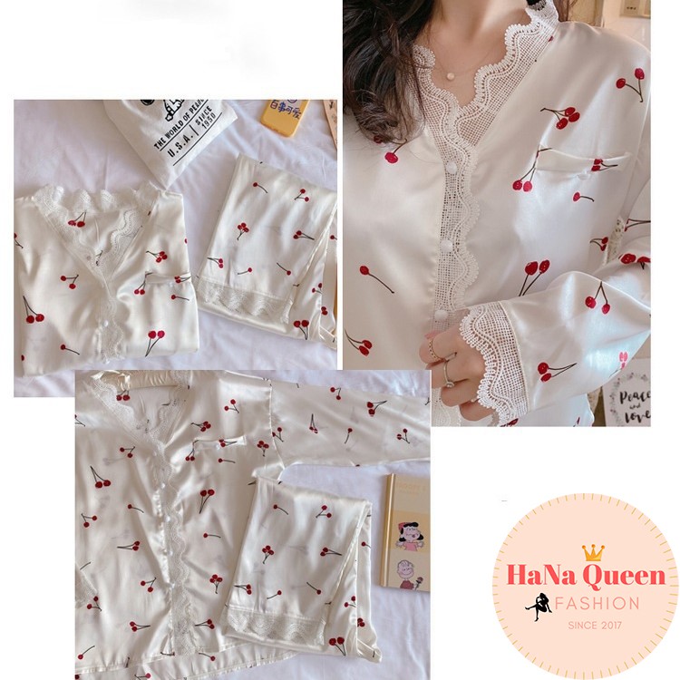 [Sẵn Hàng] Bộ đồ ngủ lụa nữ dài tay phối ren Pijama thu đông phong cách Hàn Quốc 2021 | BigBuy360 - bigbuy360.vn