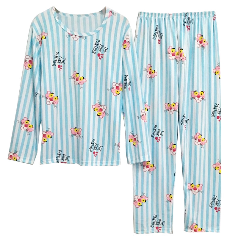 xiaohan korea spring autumn loose female nightwear round neck long sleeve sleepwear set women cute printed pajamas | BigBuy360 - bigbuy360.vn