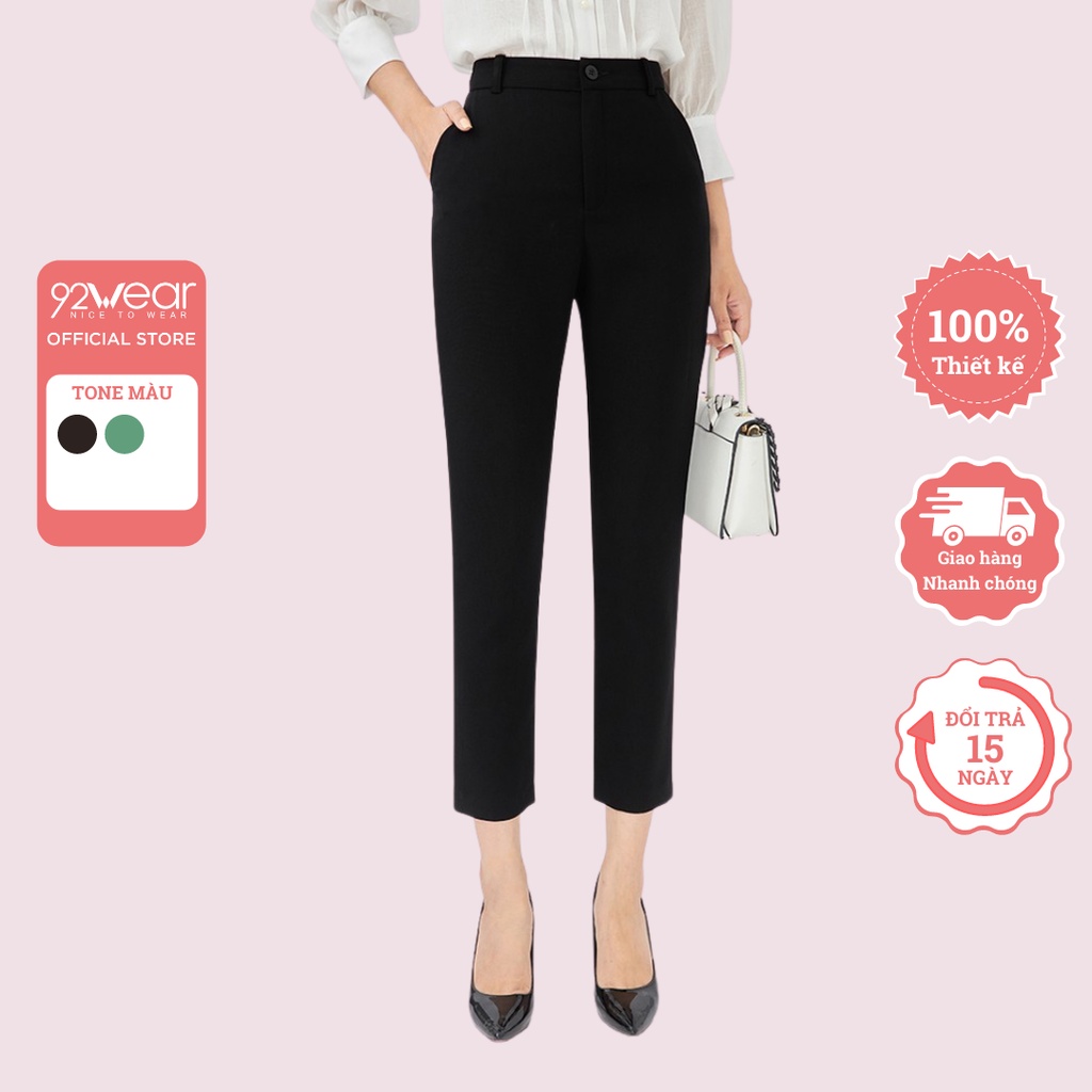 Quần tây nữ công sở 92WEAR ống bó kiểu dáng đơn giản, thanh lịch QOA1698