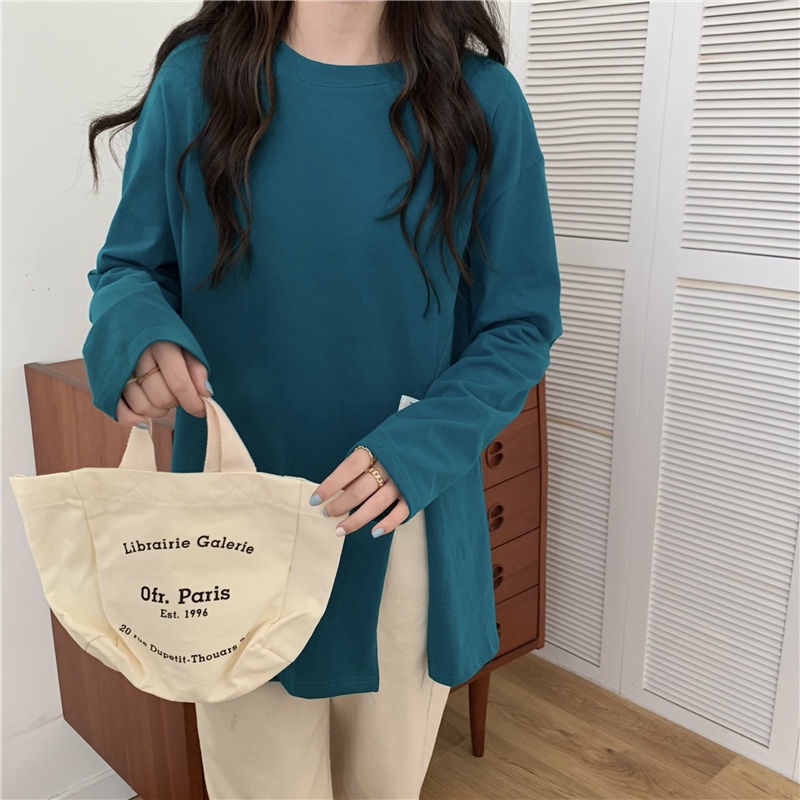 Áo Thun Tay Dài Dáng Rộng Phong Cách Phương Tây Thời Trang Mùa Thu Mới Cho Nữ