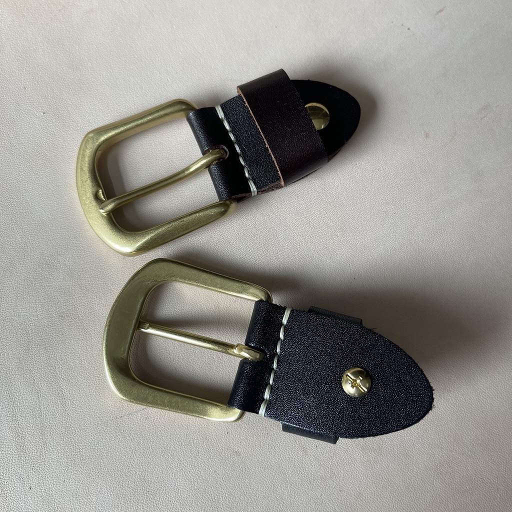Mặt Khóa Thắt lưng Nam KD01 Khóa Kim Chất Liệu Đồng Thau Rộng 3.5cm Kèm Đai Da Bò Hai Màu Đen Nâu