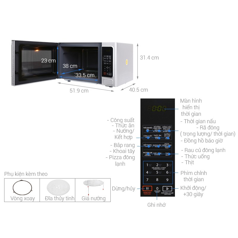 Lò vi sóng Toshiba (Nhật Bản) ER-SGS34(S)VN 34 lít có nướng (Bảo hành 12 tháng)