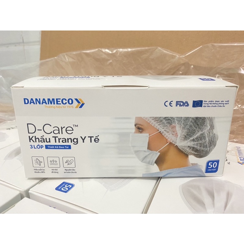 Khẩu trang Danameco đóng hộp 50 chiếc KHÁNG KHUẨN CAO CẤP