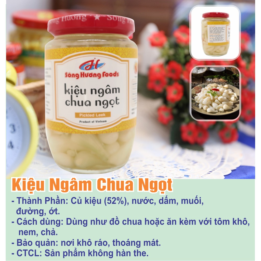 2 Hũ Củ Kiệu Ngâm Chua Ngọt Sông Hương Foods Hũ 370g - Ăn kèm , bún , phở , mì tôm , thịt nướng , tốt tiêu hóa