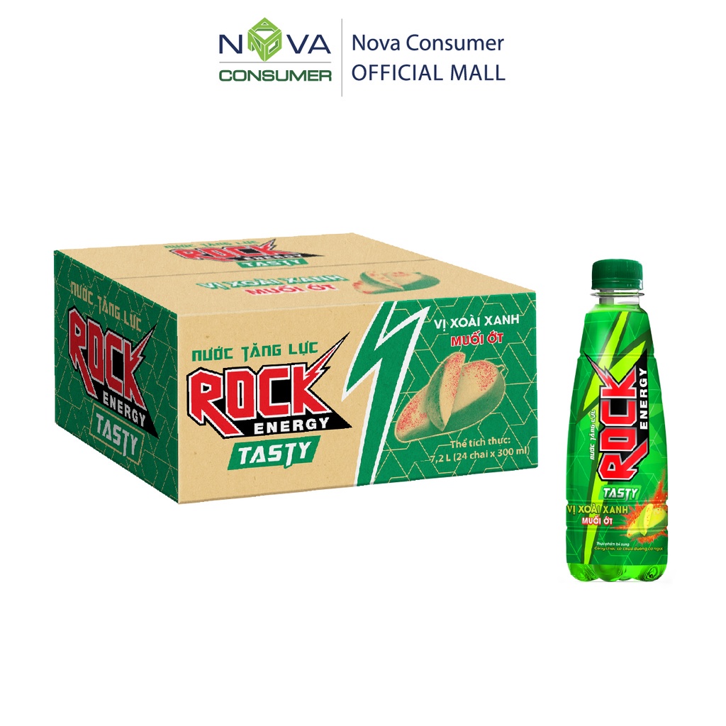 Nước tăng lực Rock Energy Tasty vị xoài xanh muối ớt - Thùng 24 chai