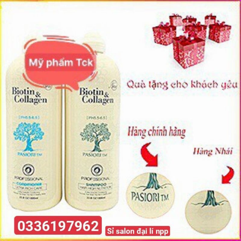 [Hàng Chính Hãng]Cặp Dầu Gội Xả Biotin Collagen Trắng | Giảm Rụng Tóc,Phục Hồi Tóc Khô Xơ, Hư Tổn  1000mlx2