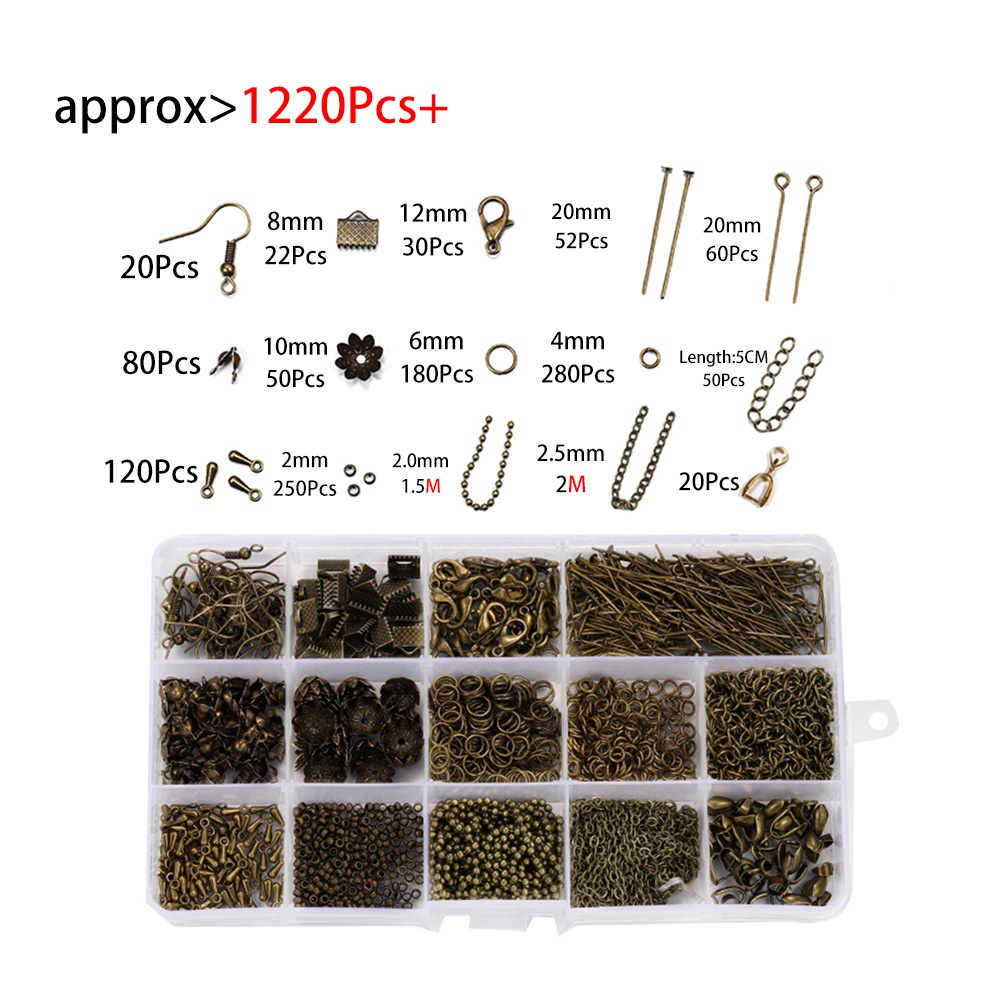 Set 1220 phụ kiện hỗn hợp làm trang sức St.kunkka thích hợp cho khuyên tai/ vòng cổ/ vòng tay