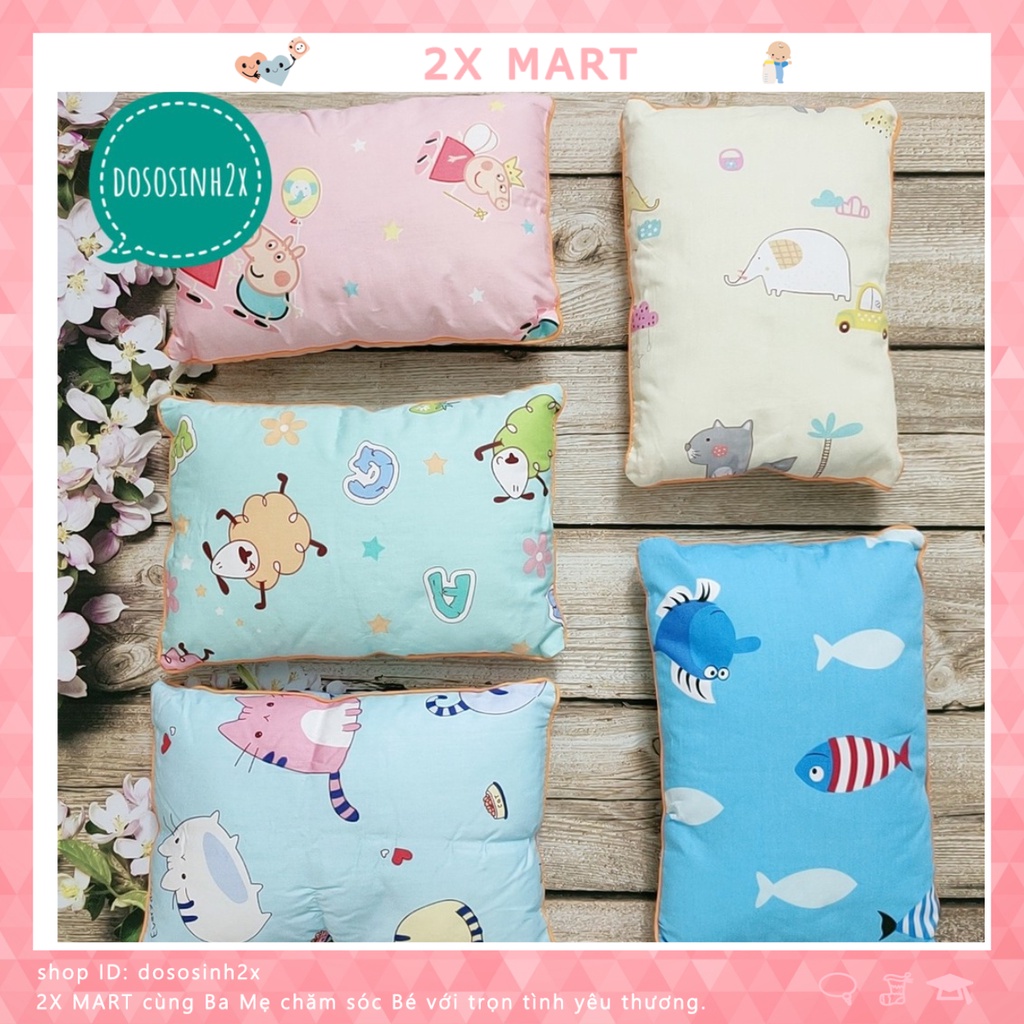 Gối cho bé sơ sinh chữ nhật cotton Gối bằng chống nôn trớ cao cấp