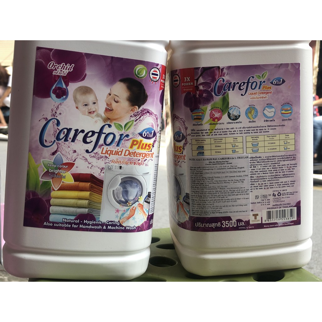 Nước giặt xả quần áo 6in1 CAREFOT THÁI LAN 3500ml siêu sạch, siêu thơm(Hàng công ty)
