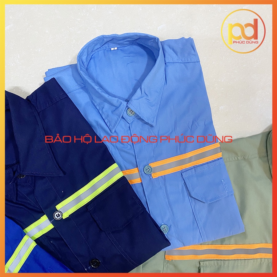 Áo bảo hộ lao động nam công nhân giá rẻ dài tay - chất Vải Hàn Quốc may kèm phản quang phát sáng trong bóng tối tiện lợi