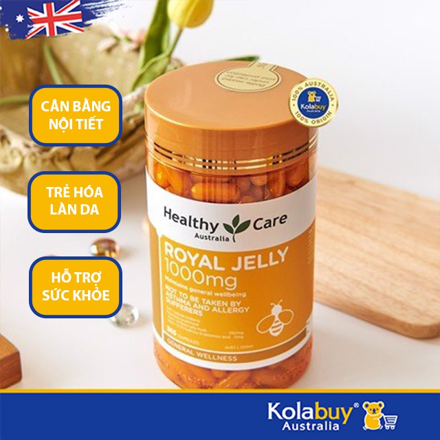 Viên uống sữa ong chúa của Úc Healthy Care Royal Jelly 1000 365 viên