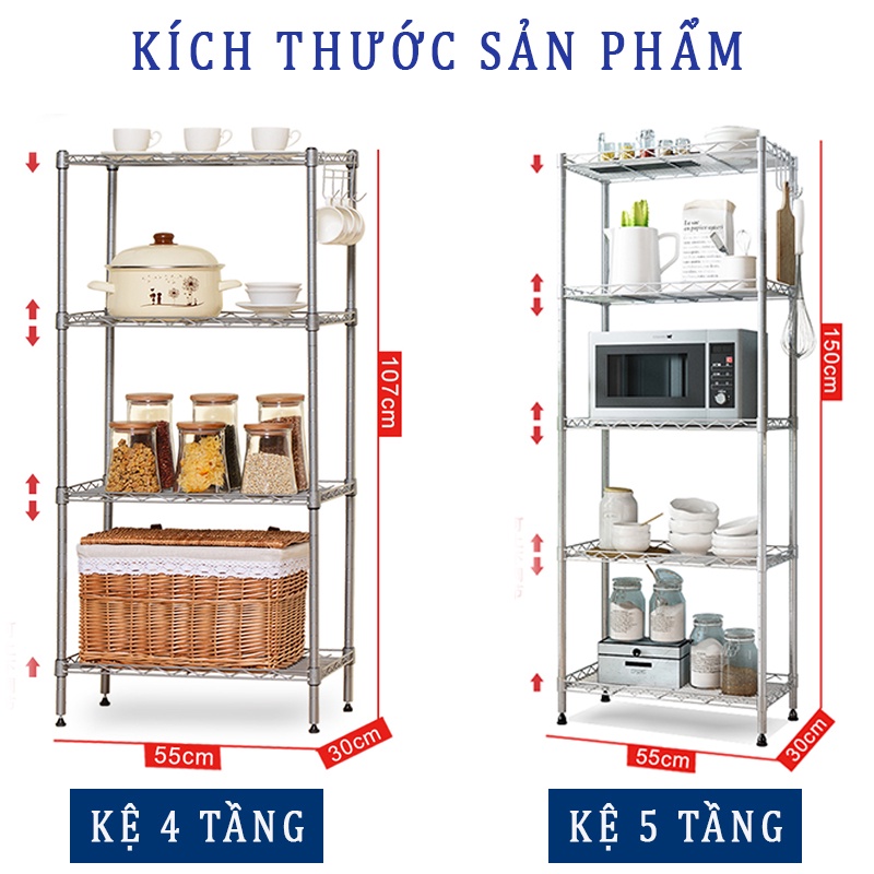 Kệ đa năng, kệ để đồ 5 tầng khung thép carbon lắp ráp tiện lợi