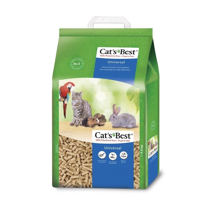 Cát Vệ Sinh cho Mèo, Thỏ &amp; Thú Nhỏ Cat's Best Universal 5.5kg 10L)
