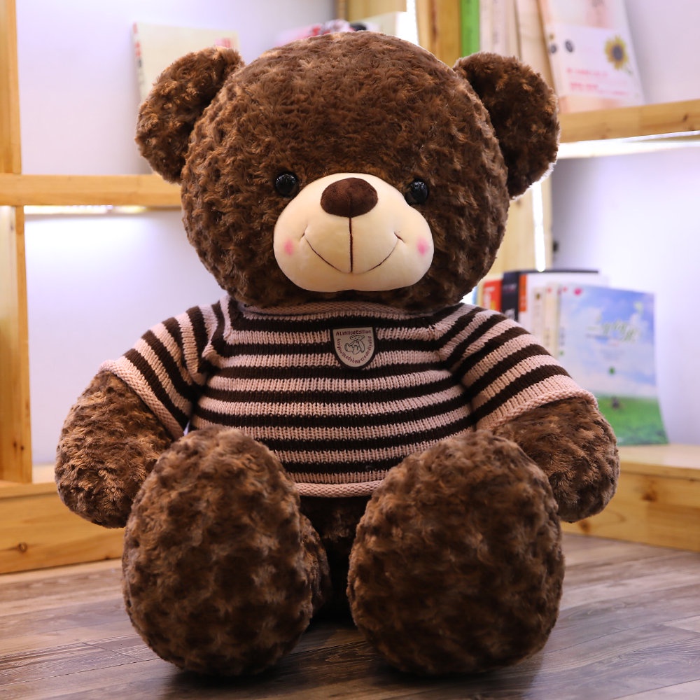 Gấu bông Teddy siêu to mặc áo gối ôm thú nhồi bông chất liệu lông xù big size 1m8