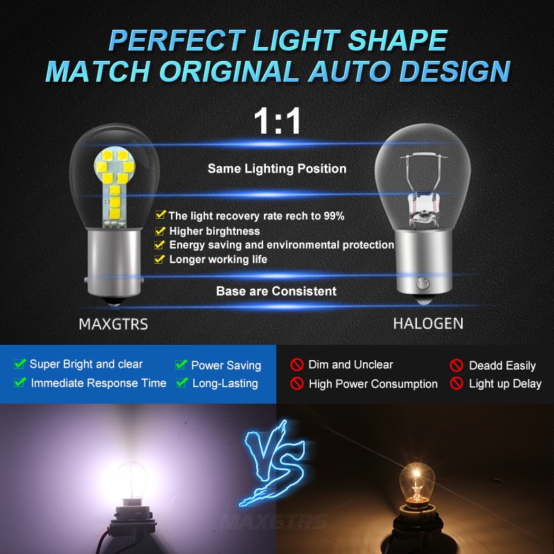 Set 2 Bóng Đèn Led Tín Hiệu Tự Động 1156 BA15S BAU15S P21W 1157 BAY15D P21 / 5W 3000K 6000K Ánh Sáng Trắng Dành Cho Ô Tô