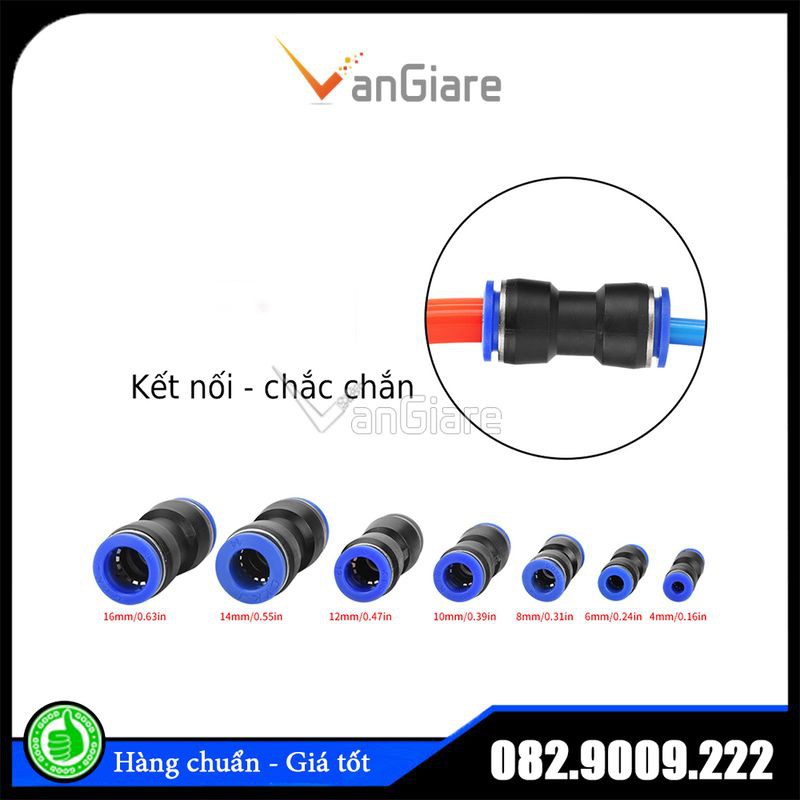 [PU PG Xanh] Nối thẳng 2 đầu ống hơi, ống phun sương, nối giảm ống khí nén