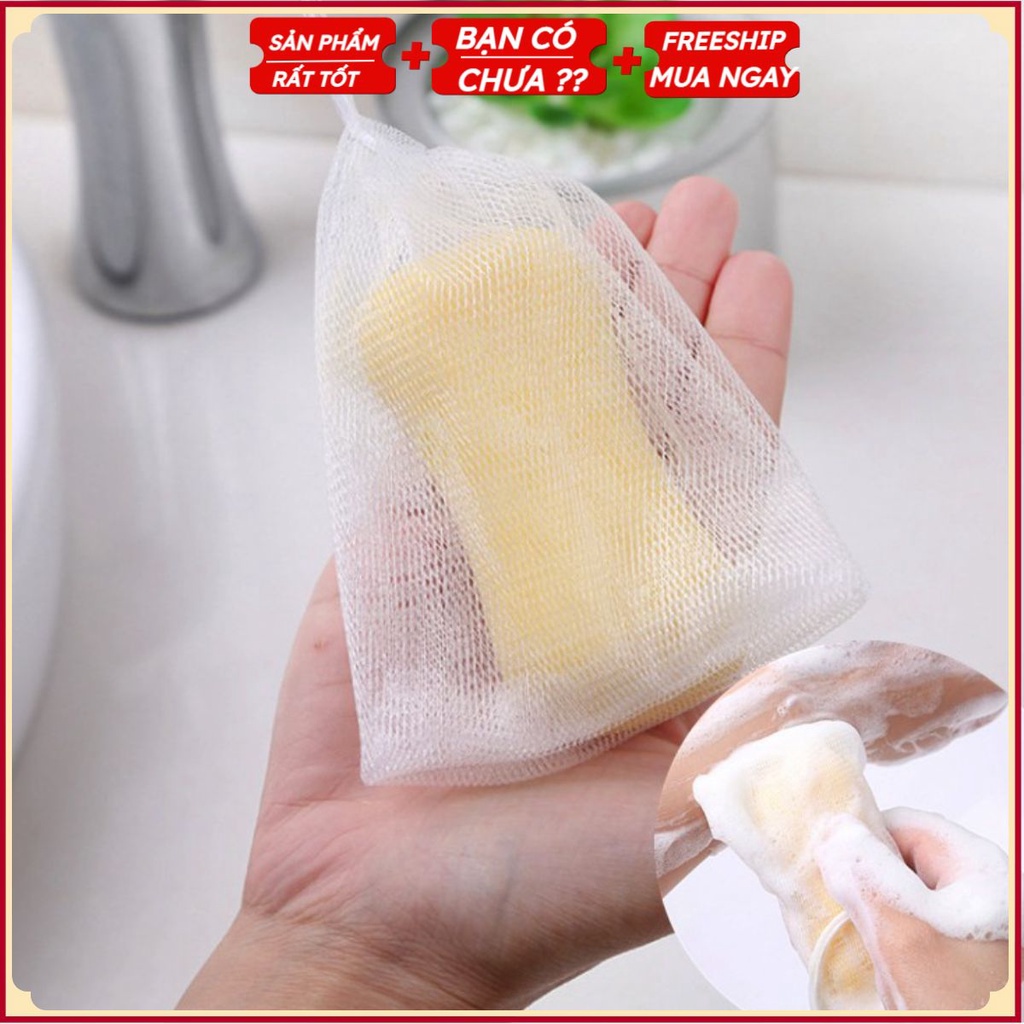 Túi Lưới Đựng Xà Phòng Tạo Bọt Tiện Lợi, Túi Tạo Bọt Có Dây Rút Kích Thước 15x9 , 12x9 ( loại 2 lớp dày dặn)