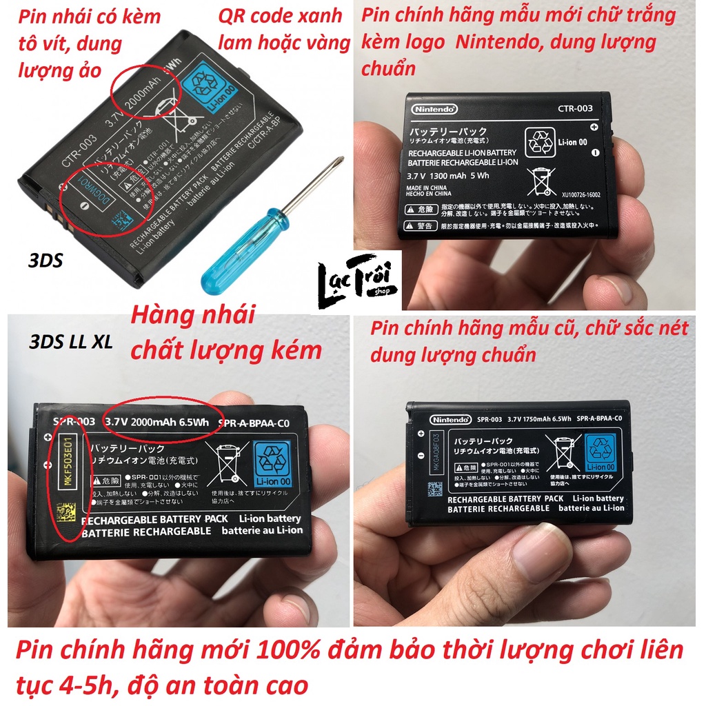 Pin cho máy chơi game chính hãng Nintendo 2DS/3DS/New3DS