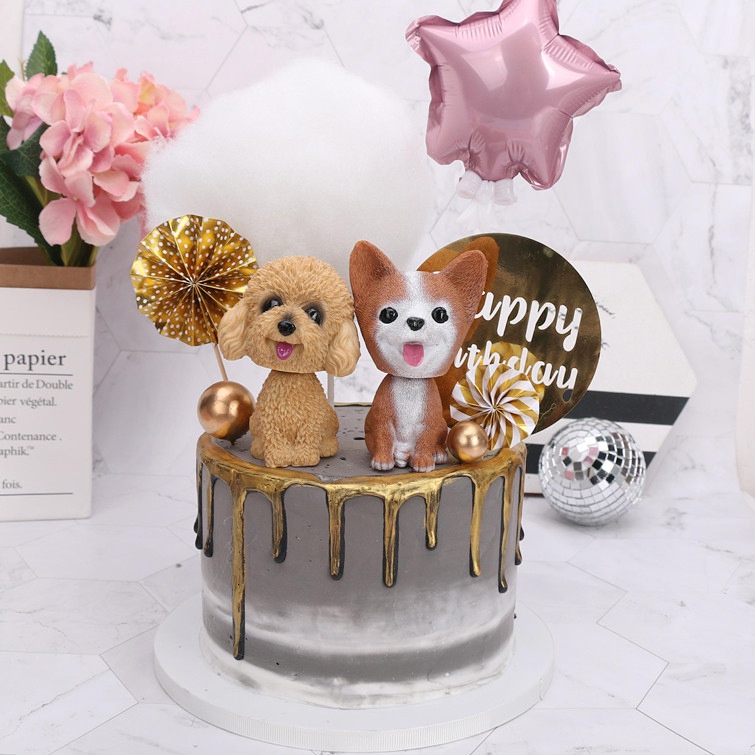 phụ kiện trang trí bánh sinh nhật [FREESHIP❤️] Chó nhựa baby - đồ trang trí bánh kem
