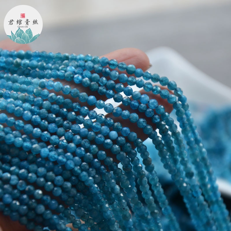 Chuỗi Hạt Đá Phosphorus Màu Xanh Dương Tự Nhiên Không Tối Ưu 3MM Bingyingge