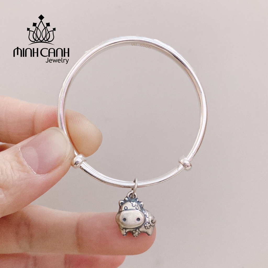 Lắc Bạc Bé Trai Bé Gái Khắc Tên Charm Trâu Tuổi Sửu - Minh Canh Jewelry