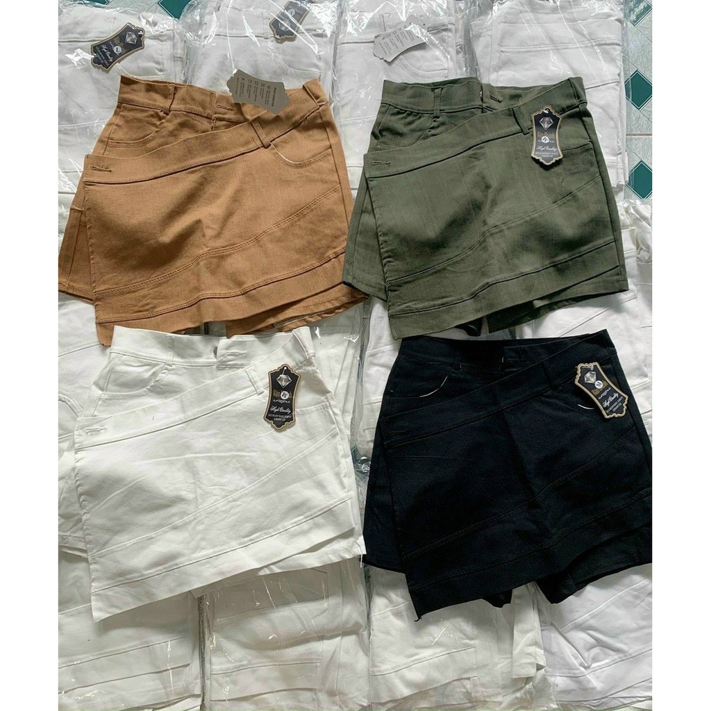 quần đùi kaki giả váy phối vạt chéo chất vải dày dặn lên form chuẩn đẹp thời trang nữ siêu hot ls088