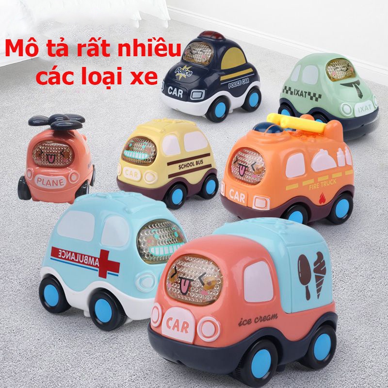 Xe ô tô đồ chơi cho bé  KAVY chạy đà quán tính mô tả xe cảnh sát, cứu hỏa, taxi, bus đẹp dễ thương