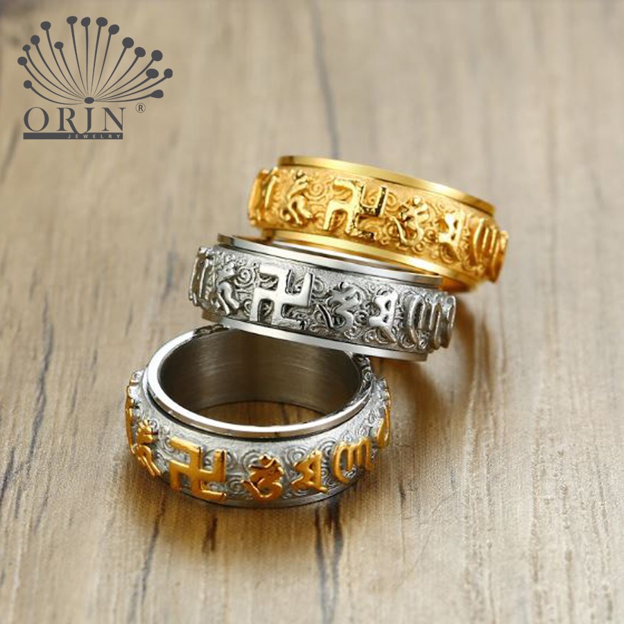 Nhẫn Úm Ma Ni Bát Ni Hồng Cao Cấp - Sang Trọng-Xoay 360 Độ NA65