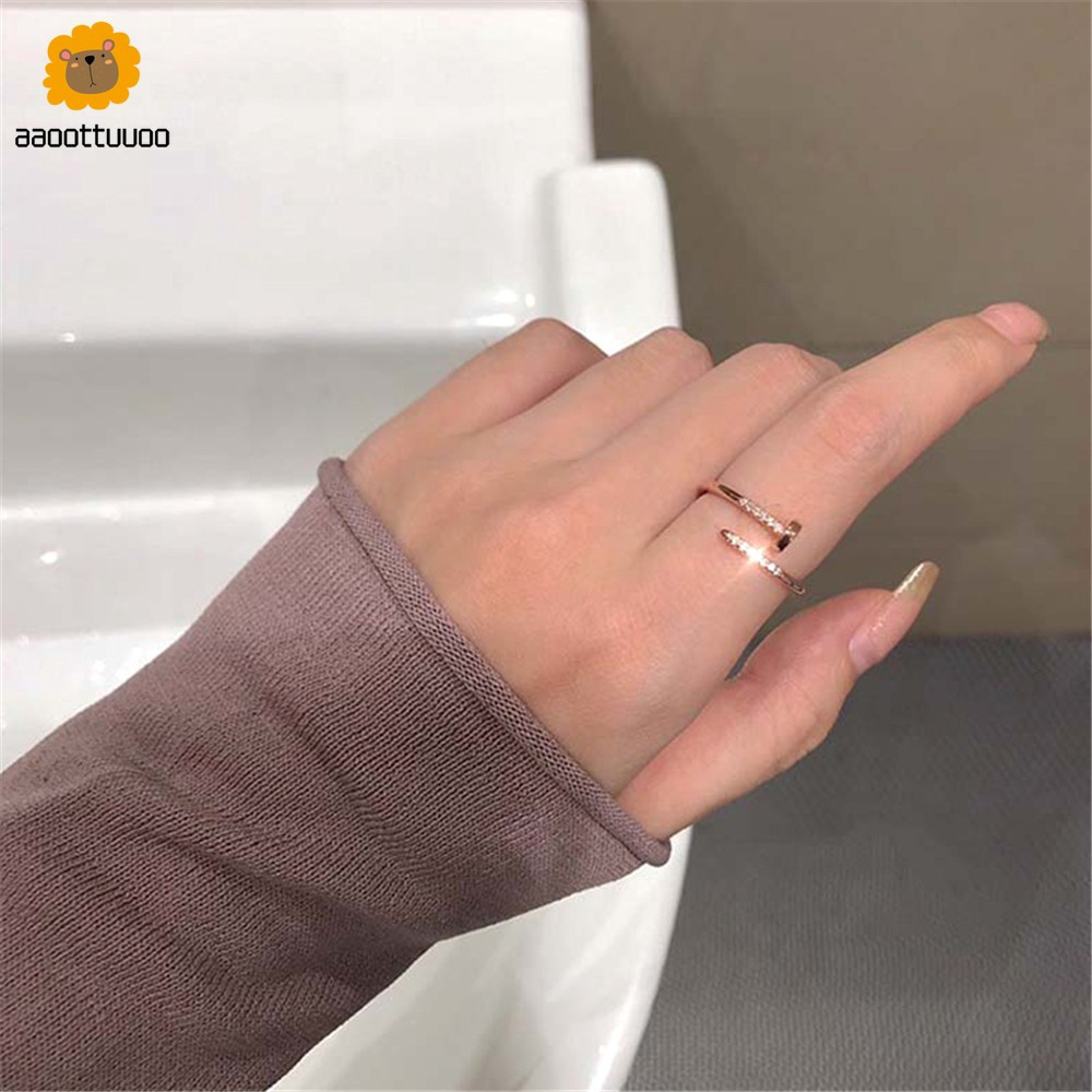 Nhẫn hình chiếc đinh có thể điều chỉnh kích cỡ phong cách Hàn Quốc