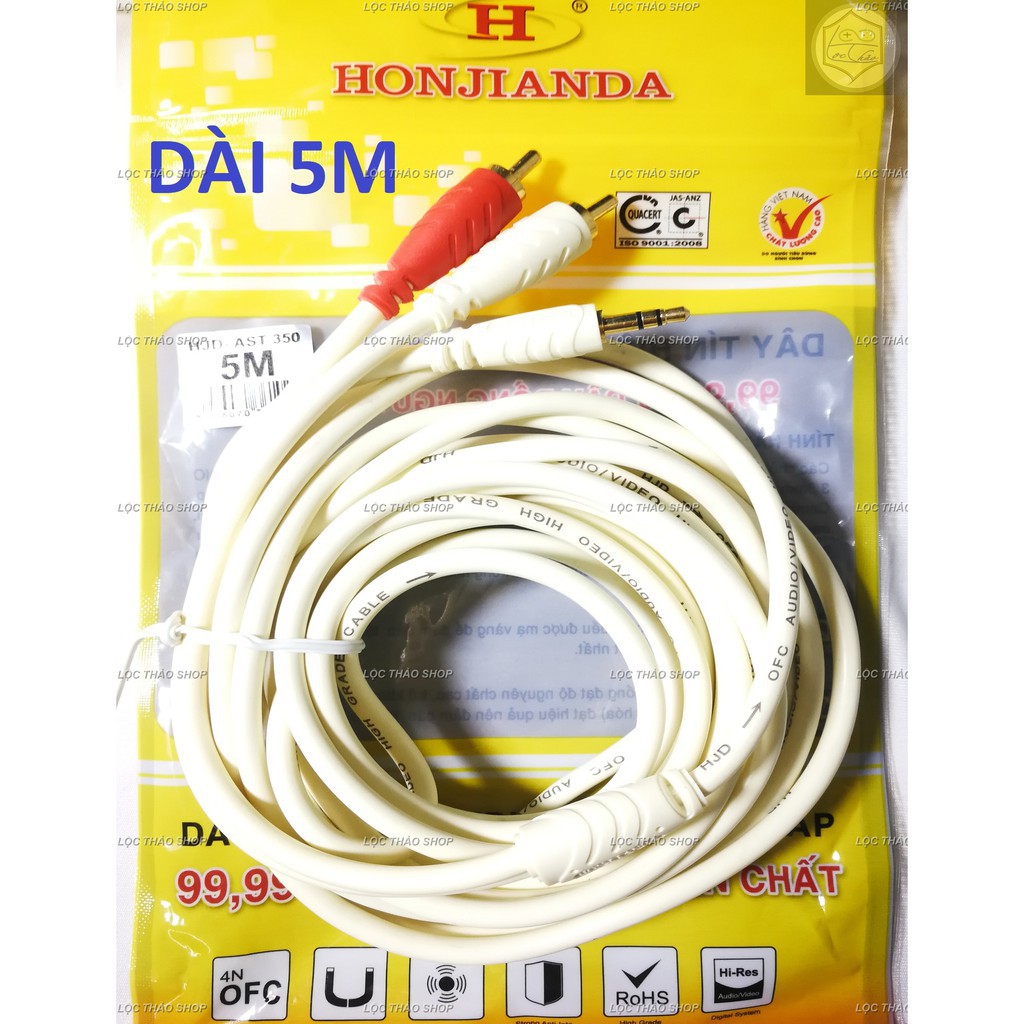 Dây Cáp Cắm loa (Điện Thoại) Jack 3.5 ra 2 đầu bông sen AV dài 1.7M ( BH 12T )