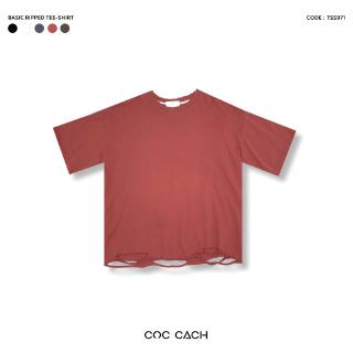 UNISEX Áo phông basic rách gấu TSS971