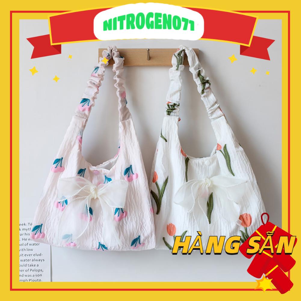 Nitrogen071 Nitrogen071 Túi đeo vai Dễ thương Phong cách Dung lượng lớn Mùa hè Tất cả Phù hợp Hoa Tote đi học