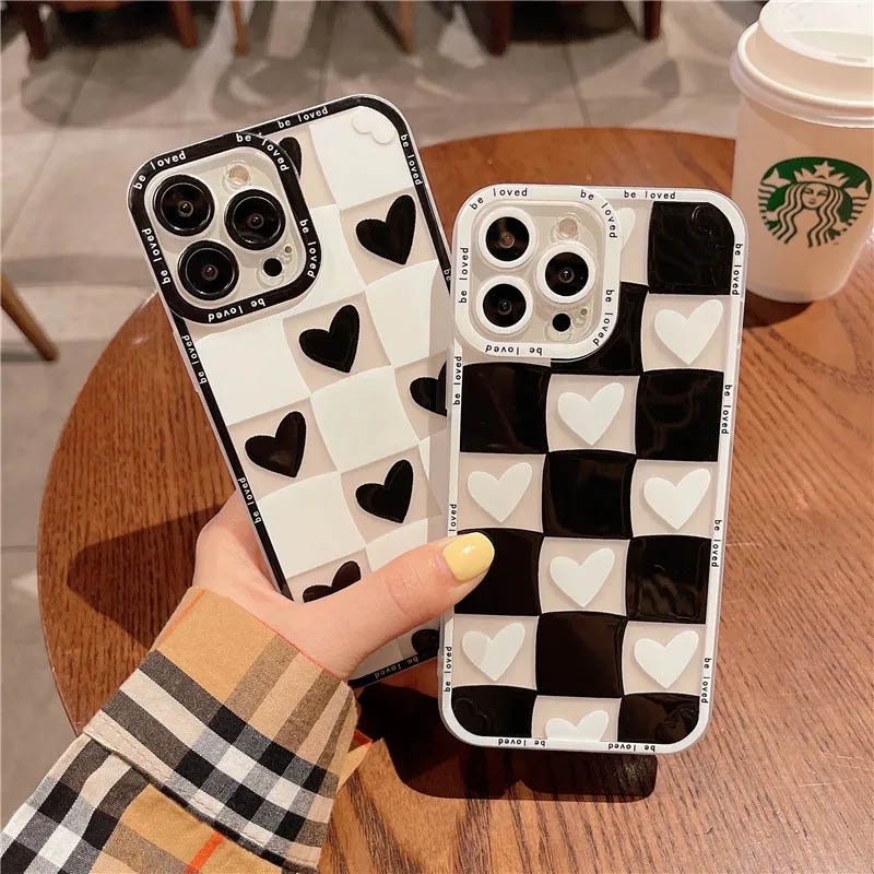 Ốp Điện Thoại Họa Tiết Trái Tim Trắng Đen Cho Realme 8i 9i C35 C11 2021 C21Y C25 C25S C15 C12 C3 C2 Realme5 5i 6i