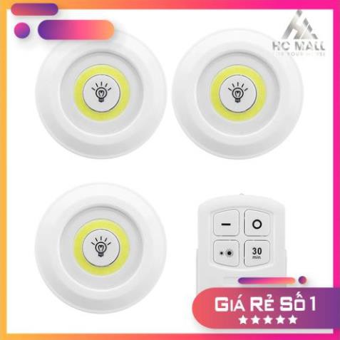 Đèn LED dán tường có điều khiển từ xa, hẹn giờ, điều chỉnh mức sáng tiện lợi-Bộ 3 bóng đèn kèm điều khiển