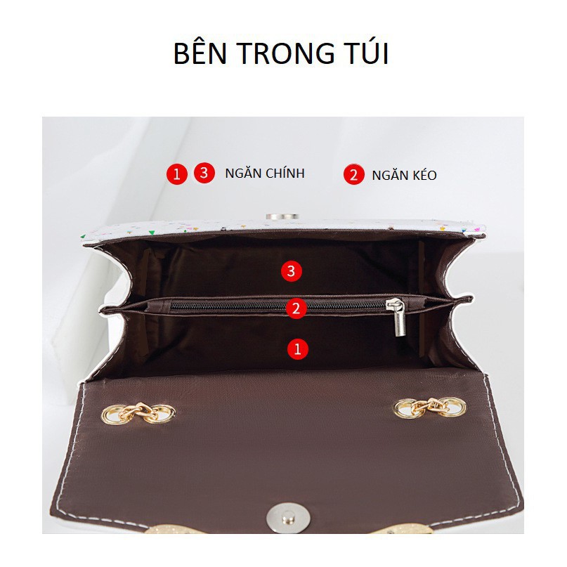 Túi Đeo Chéo Nữ Khóa Gài Màu Kem | BigBuy360 - bigbuy360.vn