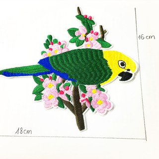 Sticker thêu cao cấp ủi dán áo hình chim và hoa đào - Miếng dán hình thêu đẹp