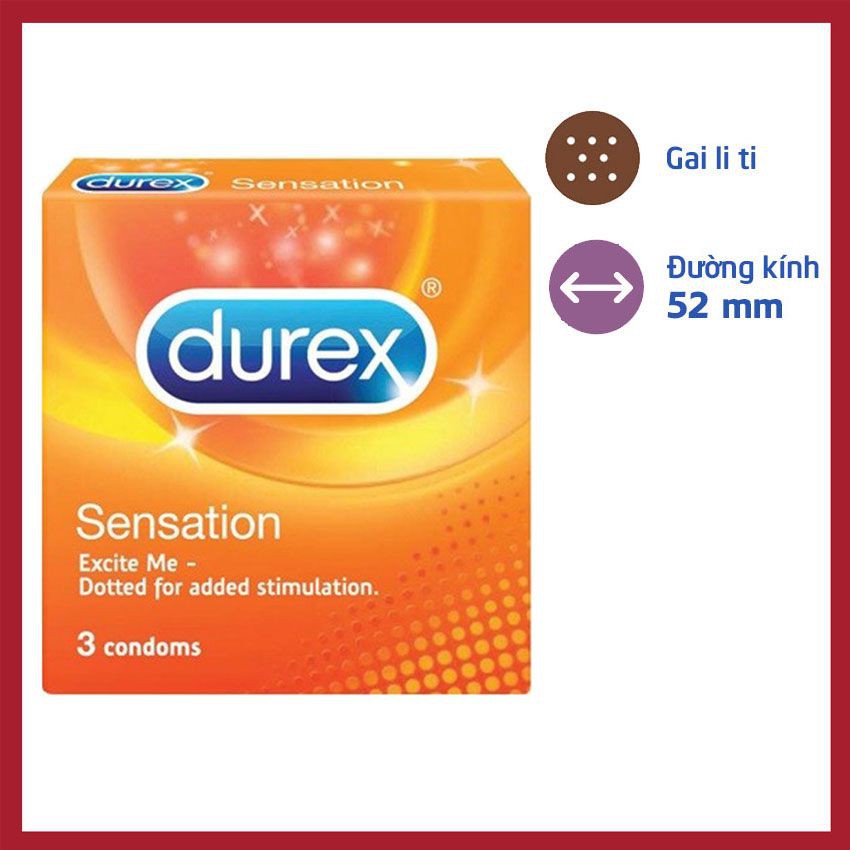 Bao cao su Durex sensation 3 bao siêu kích thích và lôi cuốn size52mm