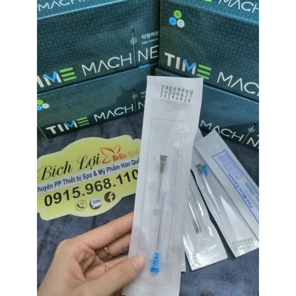 Kim Cannula 23G×50mm đầu tù, hãng Time Machine, sản phẩm không thể thiếu trong các spa và trung tâm phẫu thuật thẩm mỹ