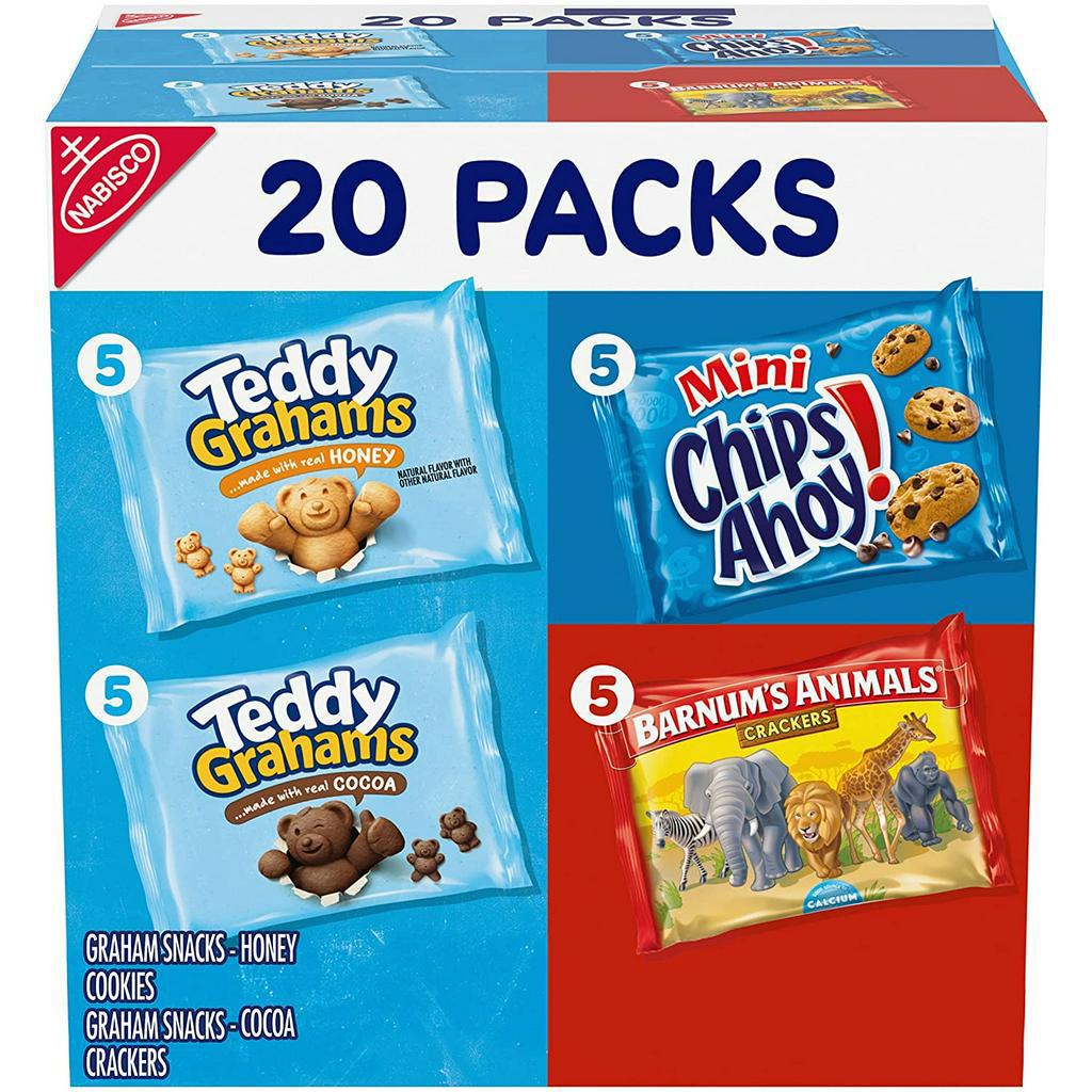 Bánh quy Nabisco Teddy mini hộp lớn 20 gói tiện lợi/ Hàng nhập Mỹ, USA, Chip Ahoy, Teddy