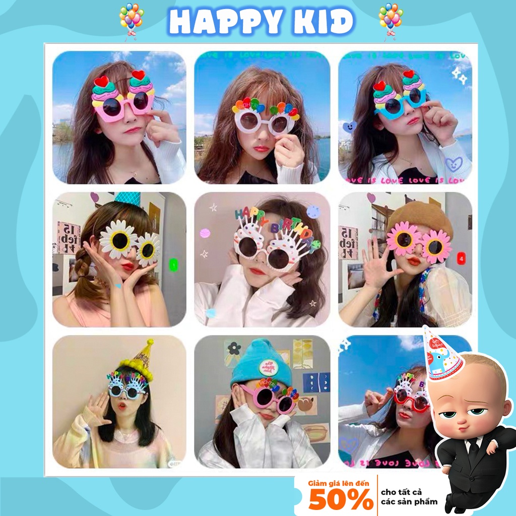 Kính sinh nhật vui nhộn mắt kính happy birthday phụ kiện sinh nhật HAPPYKID KSN