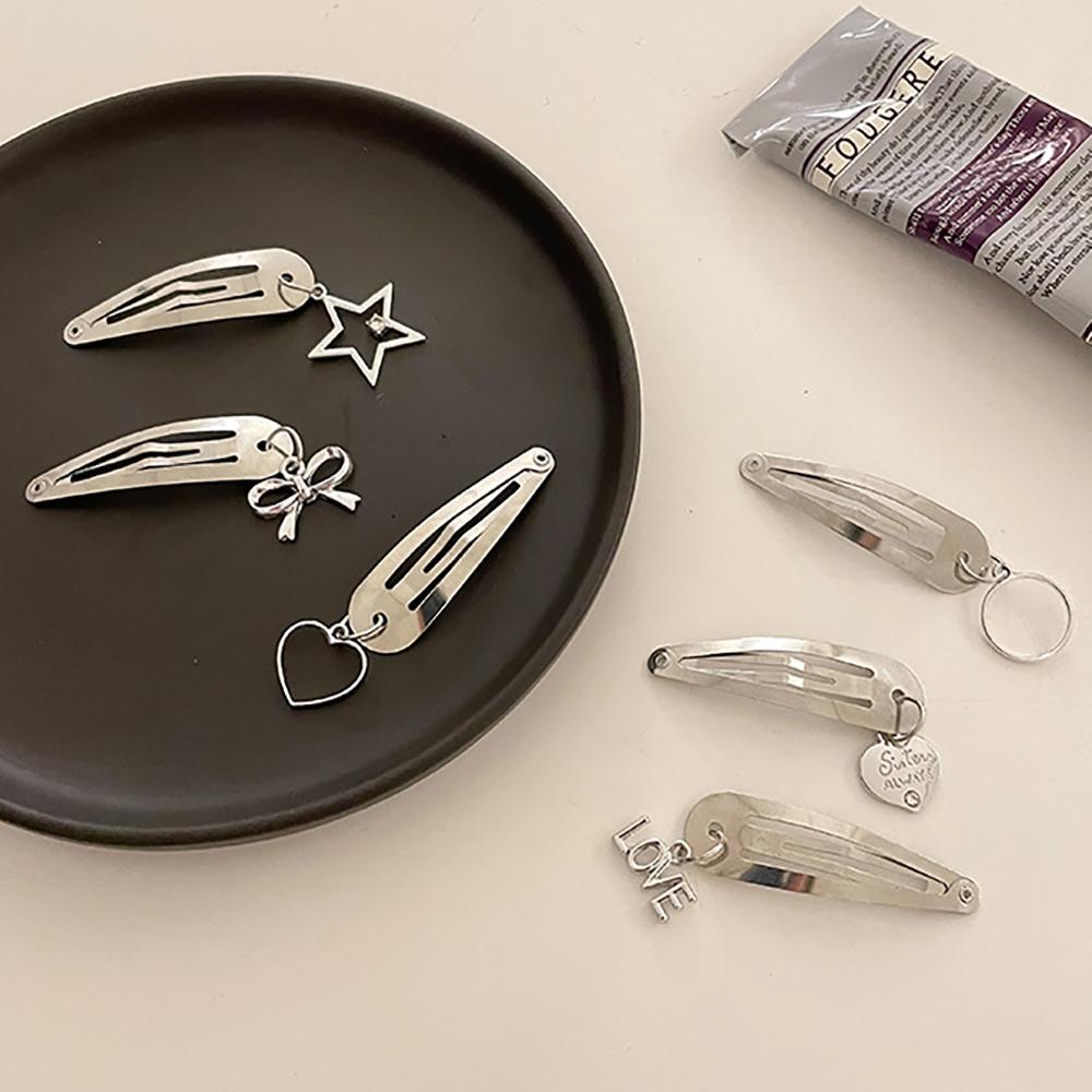 Kẹp Tóc Hình Nơ / Ngôi Sao / Trái Tim Bằng Kim Loại Thời Trang