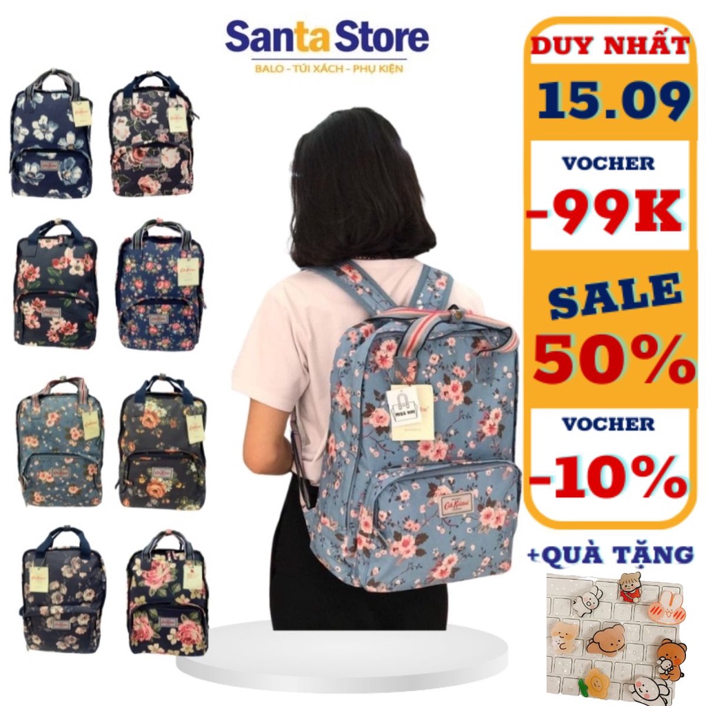 Balo nữ đi học Ulzzang SANTA STORE CKBP thời trang học sinh Hàn Quốc đựng vừa laptop vải chống nước cao cấp màu hoa đẹp