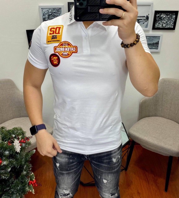 Áo thun cổ bẻ thêu logo nổi bật(chất cotton 100% co dãn 4 chiều) | BigBuy360 - bigbuy360.vn