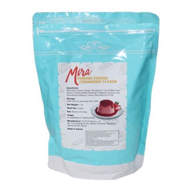 Bột Pudding vị trứng/ khoai môn/ sô cô la/ dưa lưới/ dâu Đài Loan hiệu Mira 1kg
