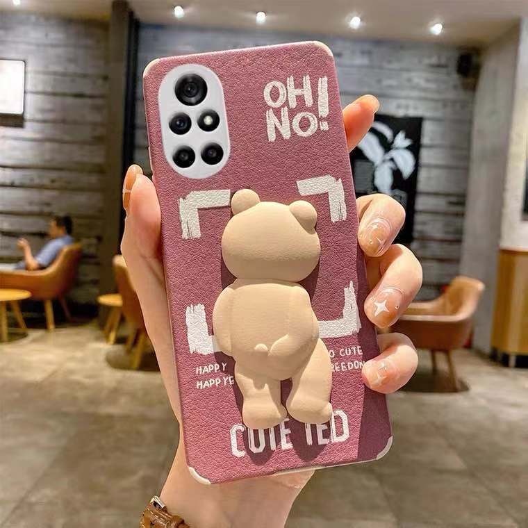 Ốp điện thoại mềm chống rơi hình gấu ba chiều thời trang cho Oppo Reno6 A72 A92s A32 A11x A55 K5 K7
