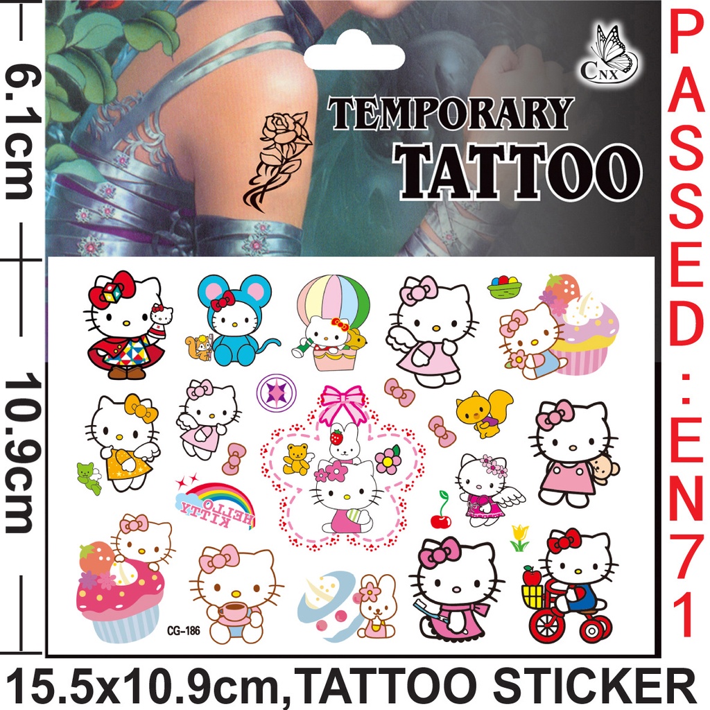 Hình xăm dán tạm thời họa tiết Hello Kitty dễ thương