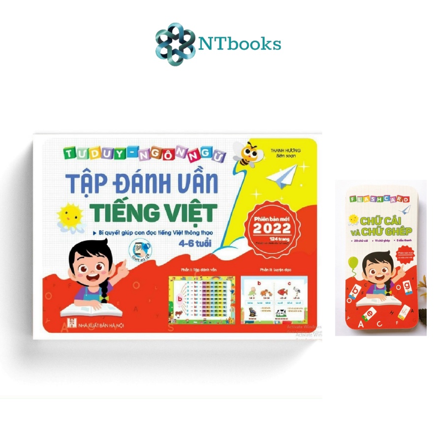 Sách Tập đánh vần tiếng Việt - Phiên bản mới 2022 - Quét mã QR nghe file đọc - Kèm bộ thẻ ghép chữ