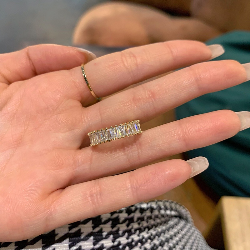 Nhẫn Hở Đính Đá Zircon Đơn Giản Phong Cách Âu Mỹ